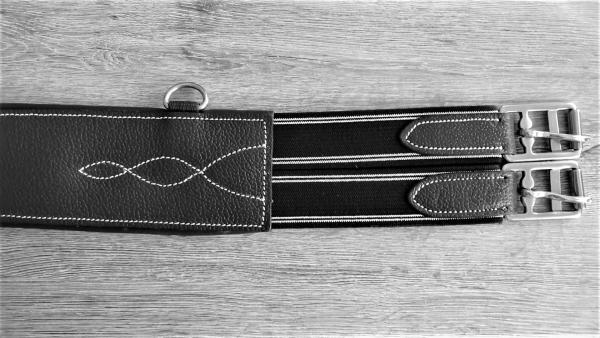 Stollenschutzgurt aus Leder mit Karabiner in schwarz, 125 cm, 135 cm